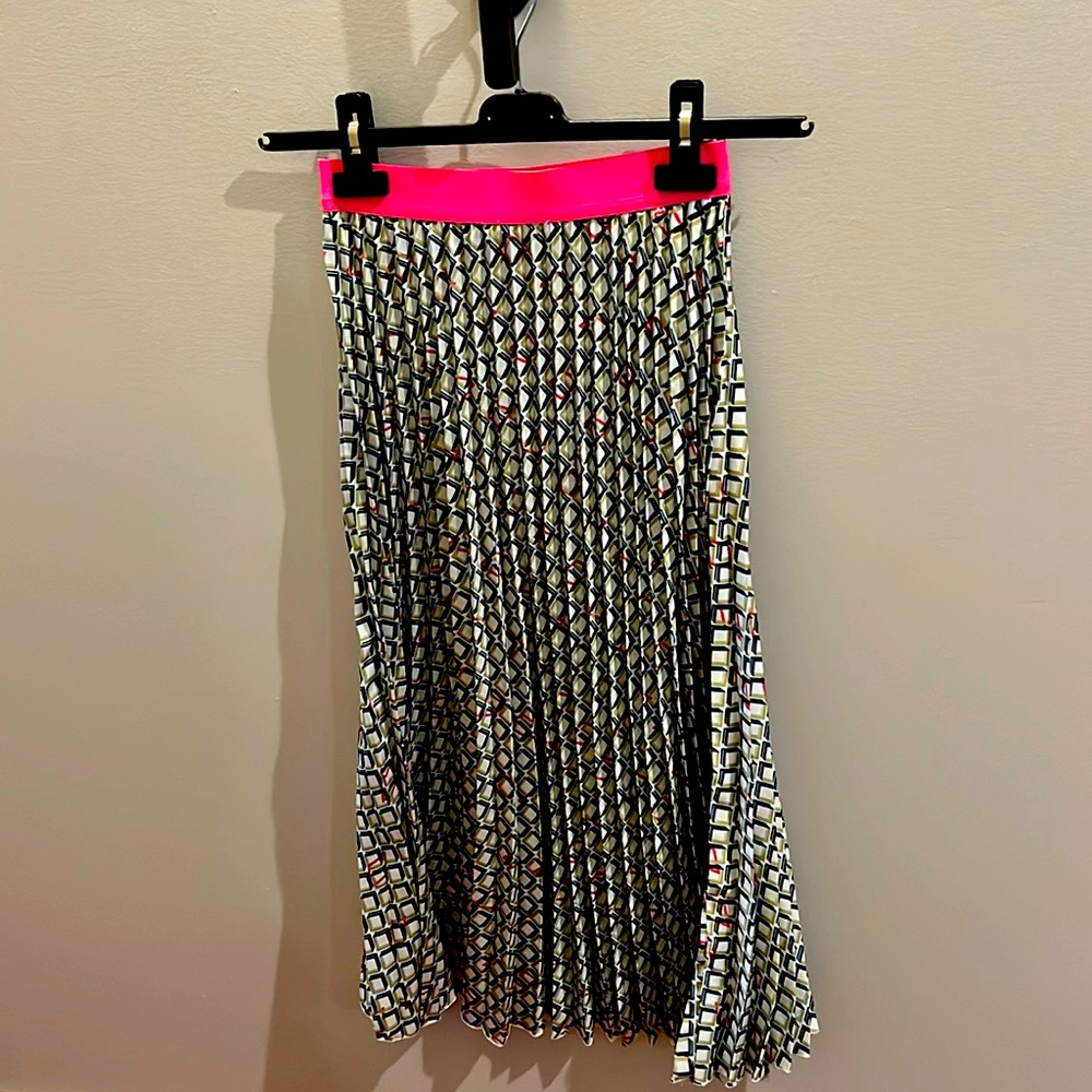 Cristina Lei geometric multi coloured pleated skirt midi length XS